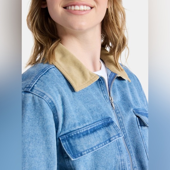 Blue Denim Jacket with Tan Collar - Picture 4 of 5